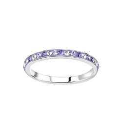 Wholesale 2mm Band Crystal Sterling Silver Ring - JD9788