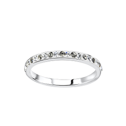Wholesale 2mm Band Crystal Sterling Silver Ring - JD9787