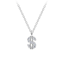Wholesale Sterling Silver Dollar Sign Necklace - JD10143