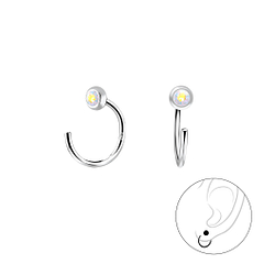 Wholesale Sterling Silver Crystal Ear Huggers - JD7894
