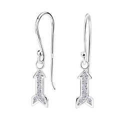 Wholesale Sterling Silver Arrow Cubic Zirconia Earrings - JD10047