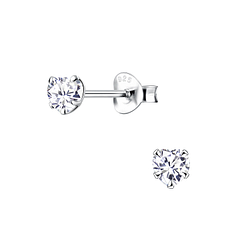 Wholesale 4mm Heart Cubic Zirconia Ear Studs - JD9991