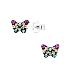 Wholesale Sterling Silver Butterfly Crystal Ear Studs - JD10056