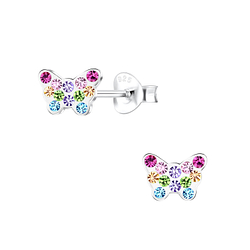 Wholesale Sterling Silver Butterfly Crystal Ear Studs - JD10058