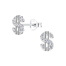 Wholesale Sterling Silver Dollar Sign Ear Studs - JD10140
