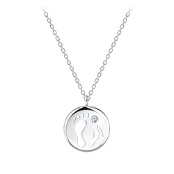 Wholesale Sterling Silver Foot Print Necklace - JD10045