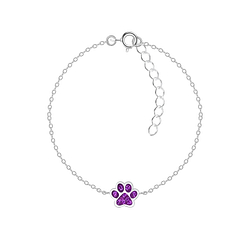 Wholesale Sterling Silver Paw Print Bracelet - JD7358