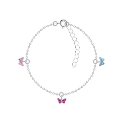 Wholesale Sterling Silver Butterfly Crystal Bracelet - JD9962