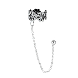 Wholesale Sterling Silver Flower and Ball Stud Ear Cuff - JD3212