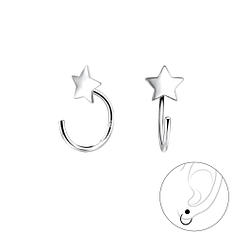 Wholesale Sterling Silver Star Ear Huggers - JD7852