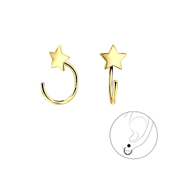 Wholesale Sterling Silver Star Ear Huggers - JD7853