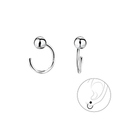 Wholesale 4mm Sterling Silver Ball Ear Huggers - JD7873