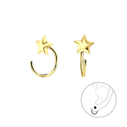 Wholesale Sterling Silver Star Ear Huggers - JD7864