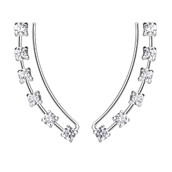Wholesale Sterling Silver Curved Line Cubic Zirconia Ear Climbers - JD7453