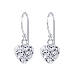 Wholesale Sterling Silver Heart Crystal Earrings - JD2665