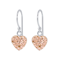 Wholesale Sterling Silver Heart Crystal Earrings - JD2665