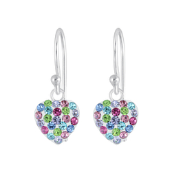 Wholesale Sterling Silver Crystal Heart Earrings - JD5529