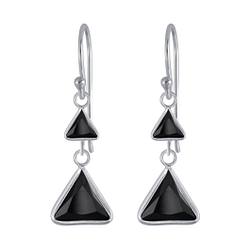 Wholesale Sterling Silver Triangle Cubic Zirconia Dangle Earrings - JD2991