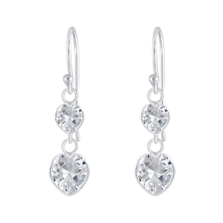 Wholesale Sterling Silver Heart Cubic Zirconia Dangle Earrings - JD2636