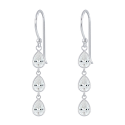 Wholesale Sterling Silver Tear Drop Cubic Zirconia Dangle Earrings - JD2637