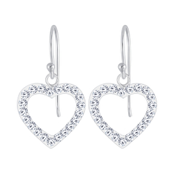 Wholesale Sterling Silver Heart Crystal Earrings - JD3827