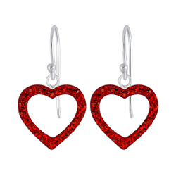 Wholesale Sterling Silver Heart Crystal Earrings - JD3827