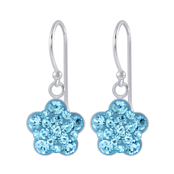 Wholesale Sterling Silver Flower Crystal Earrings - JD2698