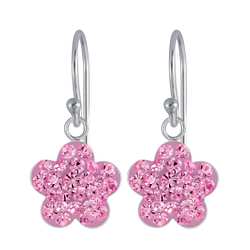 Wholesale Sterling Silver Flower Crystal Earrings - JD2698