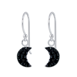 Wholesale Sterling Silver Half Moon Crystal Earrings - JD2822