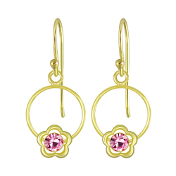 Wholesale Sterling Silver Flower Wire Crystal Earrings - JD4030