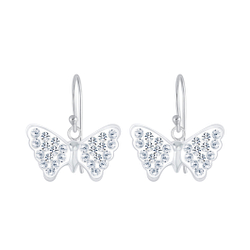 Wholesale Sterling Silver Butterfly Crystal Earrings - JD4069