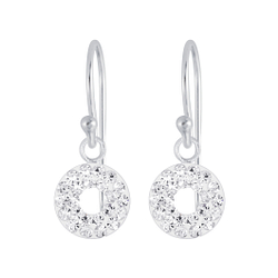Wholesale Sterling Silver Circles Crystal Earrings - JD6155