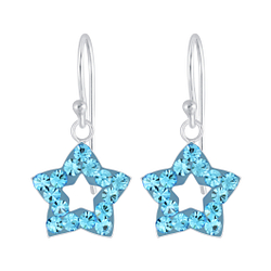 Wholesale Sterling Silver Star Crystal Earrings - JD5154