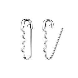 Wholesale Sterling Silver Safety Pin Ear Hoops - JD10556