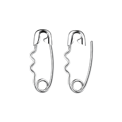 Wholesale Sterling Silver Safety Pin Ear Hoops - JD10557