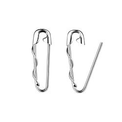 Wholesale Sterling Silver Safety Pin Ear Hoops - JD10558