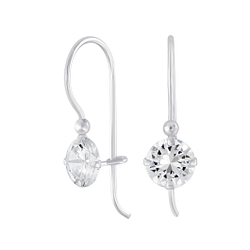 Wholesale 6mm Round Cubic Zirconia Sterling Silver Earrings - JD5118