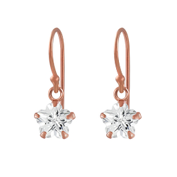 Wholesale 6mm Flower Cubic Zirconia Sterling Silver Earrings - JD2306