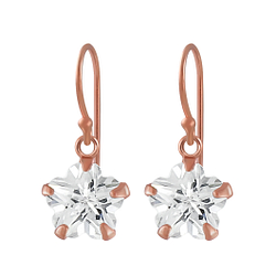 Wholesale 8mm Flower Cubic Zirconia Sterling Silver Earrings - JD2418