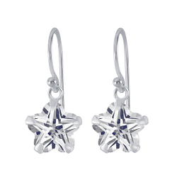 Wholesale 8mm Flower Cubic Zirconia Sterling Silver Earrings - JD2083