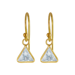 Wholesale 6mm Triangle Cubic Zirconia Sterling Silver Earrings - JD2985