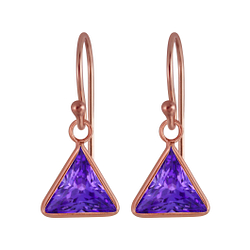 Wholesale 8mm Triangle Cubic Zirconia Sterling Silver Earrings - JD2988