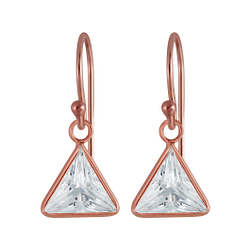 Wholesale 8mm Triangle Cubic Zirconia Sterling Silver Earrings - JD2988