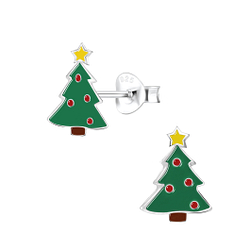 Wholesale Sterling Silver Christmas Tree Ear Studs - JD1749
