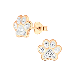 Wholesale Sterling Silver Paw Print Ear Studs - JD4085