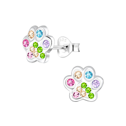 Wholesale Sterling Silver Paw Print Ear Studs - JD9266