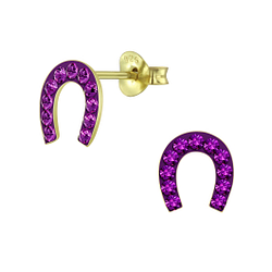 Wholesale Sterling Silver Horseshoe Crystal Ear Studs - JD6167