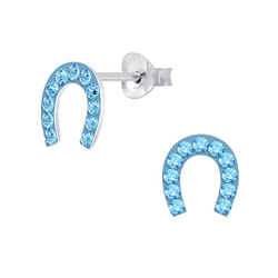 Wholesale Sterling Silver Horseshoe Crystal Ear Studs - JD6166