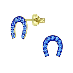 Wholesale Sterling Silver Horseshoe Crystal Ear Studs - JD6167