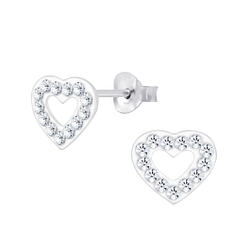 Wholesale Sterling Silver Crystal Heart Ear Studs - JD6909